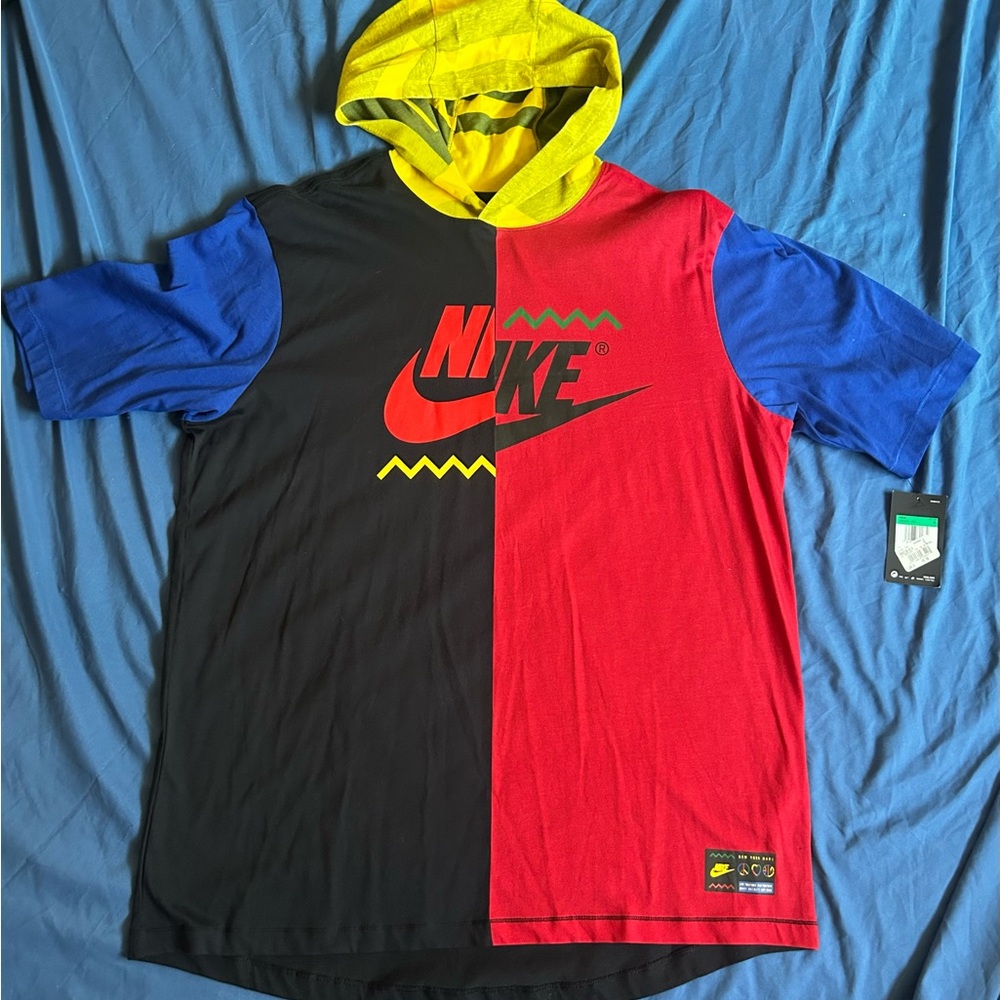 Nike Black Tee with Vibrant Yellow and Green Accents